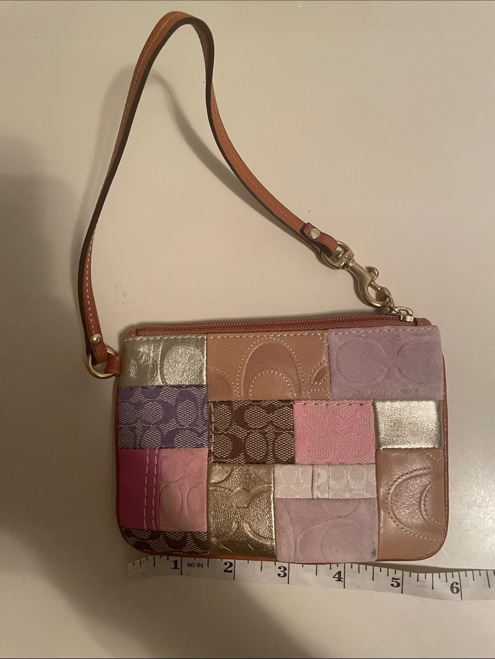 Vintage Coach Patchwork Wristlet in Pink, Purple & Metallics